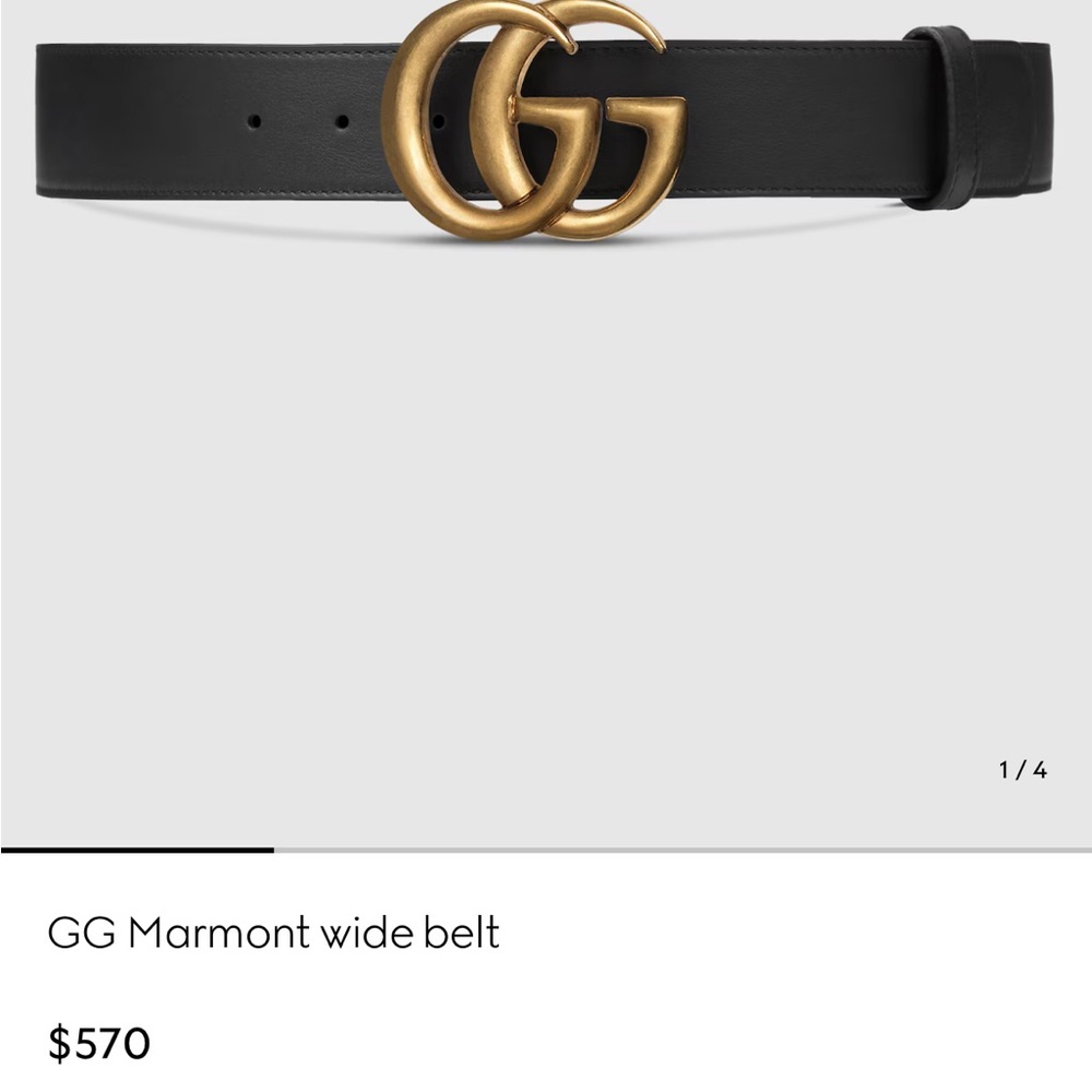 Gucci Black Belt with Gold Buckle - Picture 2 of 2